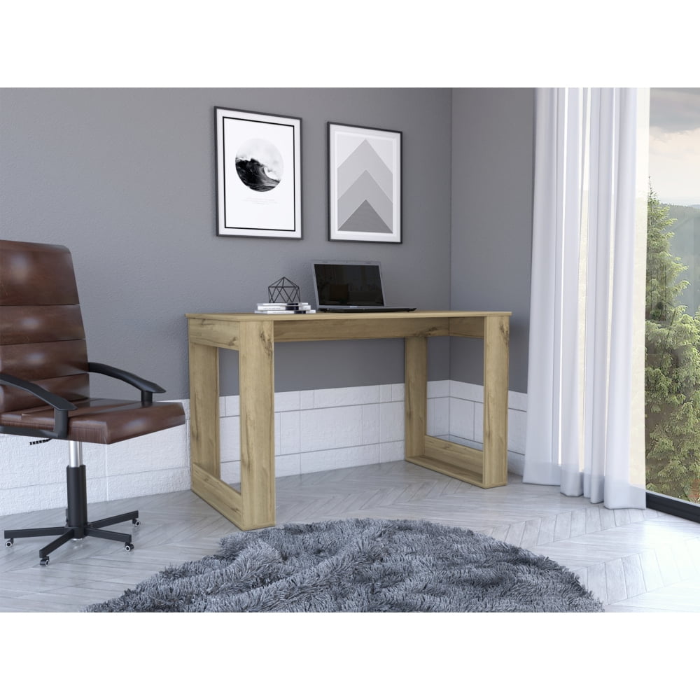 Aurora Writing Computer Desk 47” – Modern Industrial Desk with Ample Work Surface, Durable Particle Board, Easy Assembly, for Home Office, Study, or Dorm (Light Oak)