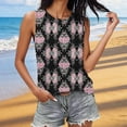 thumbnail image 1 of Pounoo Débardeurs pour Femmes Imprimé Floral Sans Manches Col Rond Coupe Ample Respirant Extensible Pulls Décontractés Blouses Quotidiennes Style Vacances Cadeau, 1 of 6