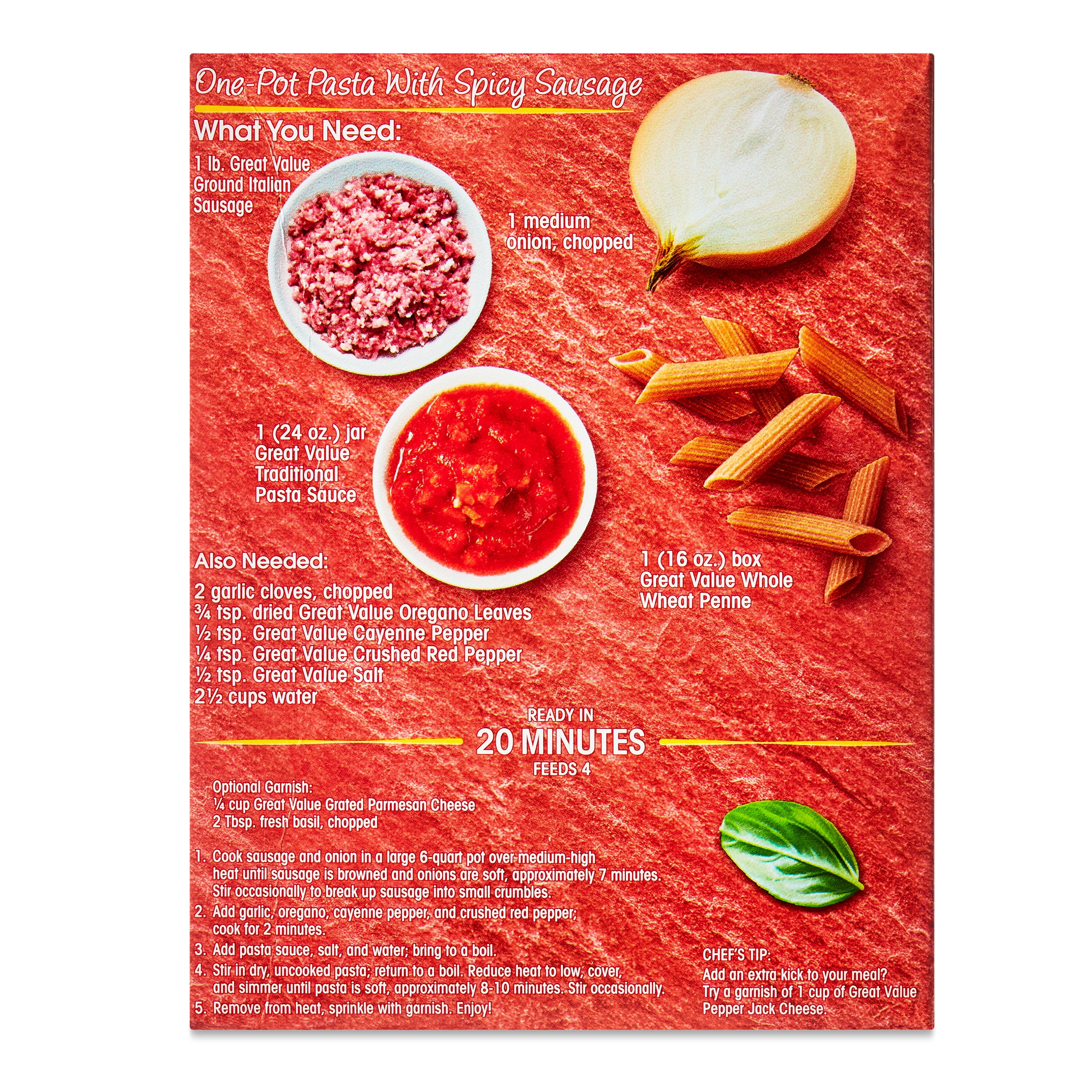 Great Value Whole Wheat Penne, 16 oz