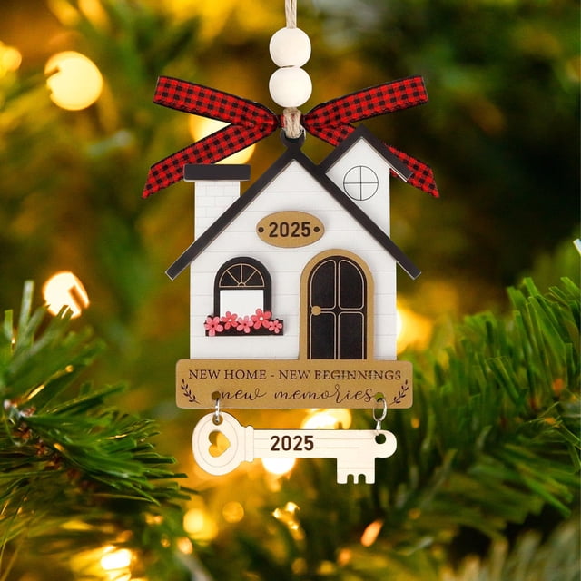 Christmas Tree Ornament | Wooden Double-Layer Pendant | Carved Holiday Decor | Rustic Christmas Decoration | Includes Shoelace for Hanging | Gift Box | 3.9in Tall | 2024 Home Completion Gift