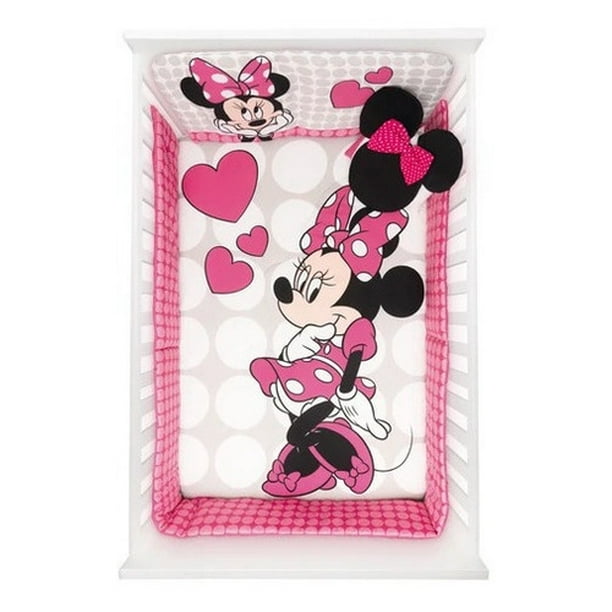 Set EDREDÓN PARA CUNA DE BEBE CHIQUI MUNDO 6 PZAS 100X145CM Minnie