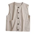 thumbnail image 5 of OSOLU Men's Tank Tops Loose Fit Sleeveless Solid Color Open Front Button Casual Summer Outdoor Activities Versatile Travel Vest, 5 of 5