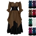 thumbnail image 2 of Renaissance Dress Women 2026 Halloween Long Sleeve Off The Shoulder Medieval Dress Flowy Maxi Dresses Coffee M, 2 of 9