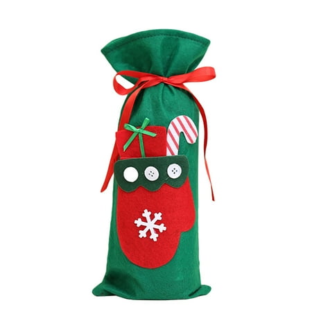 

QILIN Christmas Santa Wine Bottle Gift Bag Ornaments Cover Xmas Home Party Decor