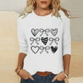 thumbnail image 2 of RKSTN Valentines Gift 3/4 Length Sleeve Womens Tops Oversized Crewneck Valentine Day Loves Heart Graphic Print Short Sleeve T Shirt Womens Casual Plus Size Round Neck Three Quarter Sleeve Tee Shirt, 2 of 7