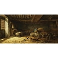 thumbnail image 2 of Charles Emile Jacque 24x14 Black Ornate Framed Double Matted Museum Art Print Titled: The Sheepfold (1857), 2 of 5