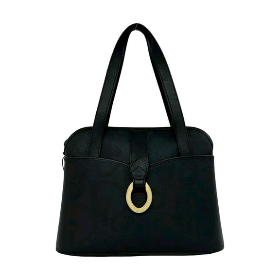 Pre-Owned Christian Dior Vintage Logo Hardware Leather Handbag Tote Bag Mini Boston Black 83742
