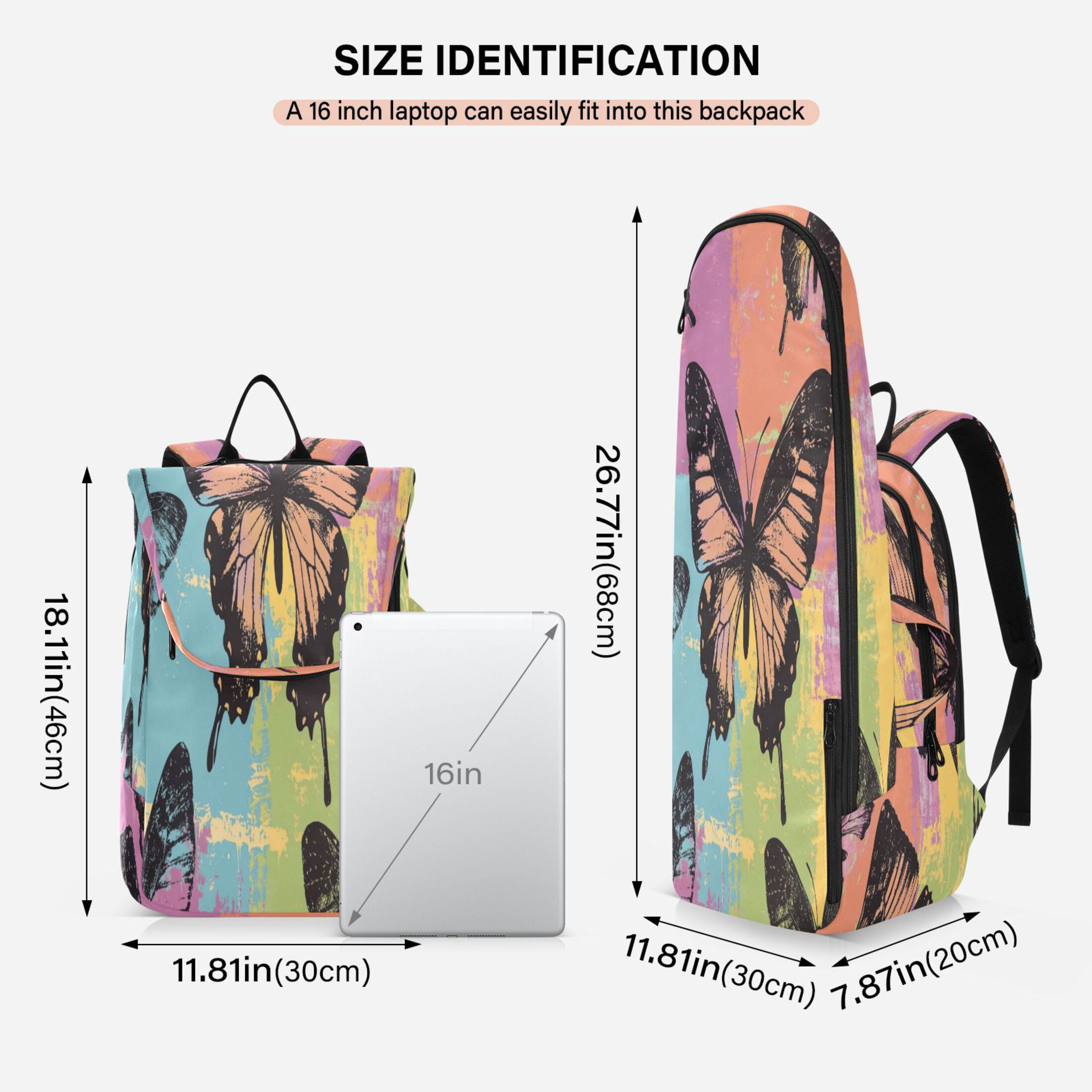2 Racquet Holder Tennis Backpack Tennis Racket Covers Gym Bags Colorful Ink Butterfly