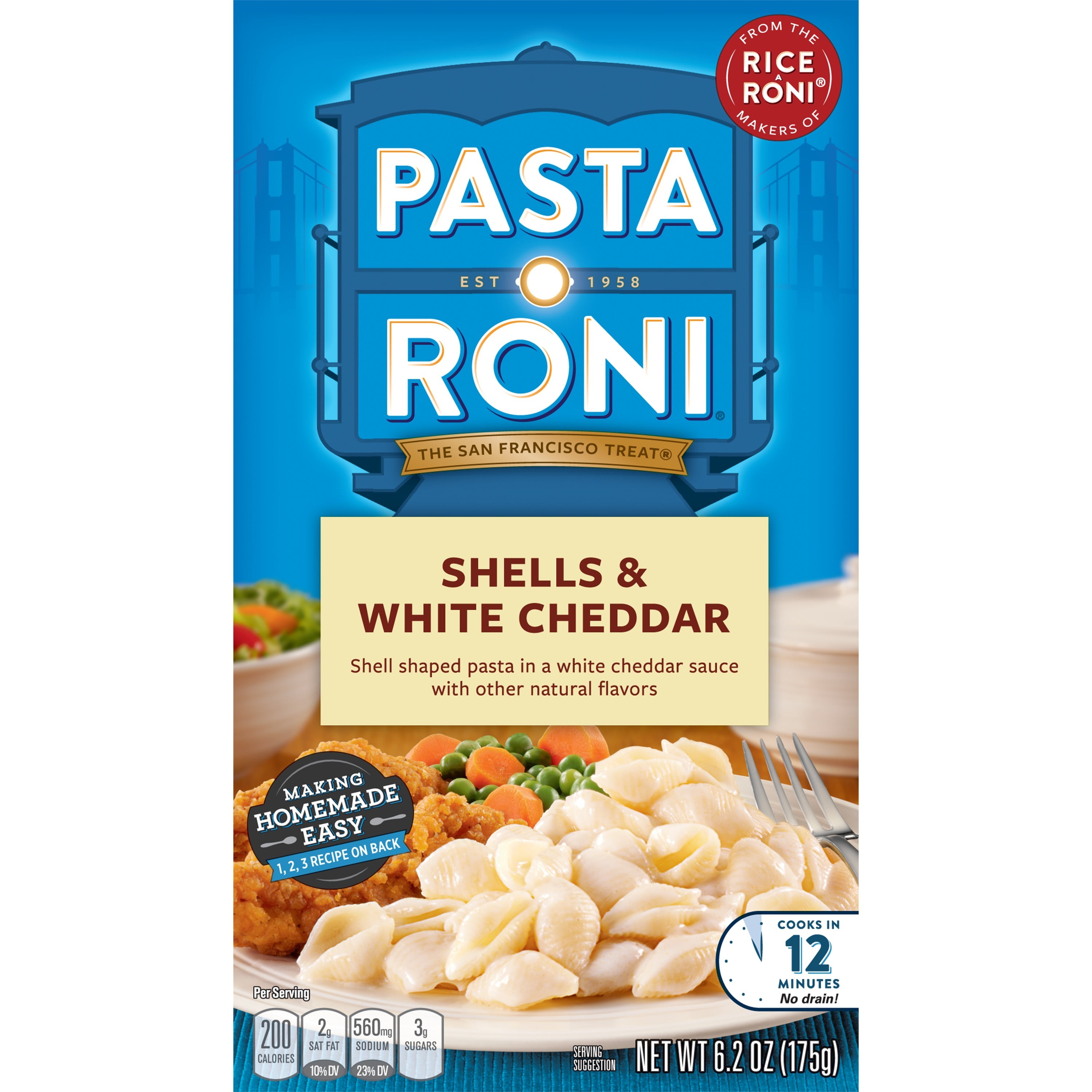 Pasta Roni Shells & White Cheddar, 6.2 oz Box