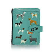 Shagwear DogsDogsDogs Pattern Small Zipper Adult Women's Wallet (Teal) Faux Leather, Adult