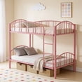 thumbnail image 6 of Bunk Bed Twin Over Twin with Ladder and Arched Guardrail, Heavy Duty Bunkbeds Frame with Sturdy Steel Slats Support, Space-Saving, No Box Spring Needed, 6 of 8