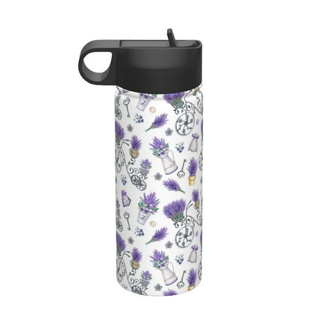 

Zeuib Lavender Bicycle Print 18oz Sports Insulated Kettle Insulated Cups With Handle Sports Water Kettle Water Bottle Insulated