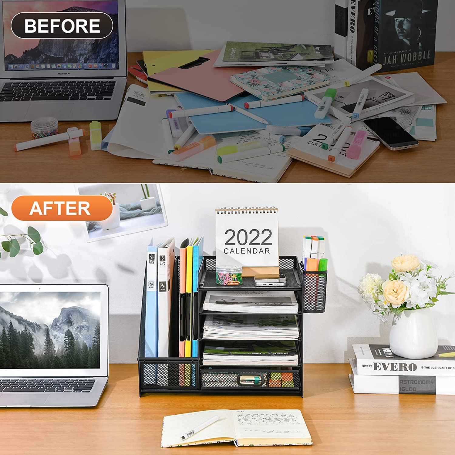 Marbrasse 5-Tier Metal Mesh Desk Organizer with File Holder photo 6