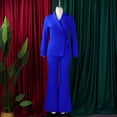 thumbnail image 3 of AURA Women Elegant Two Piece Suit Strappy Blazer Jacket and Straight Leg Pants Set, 3 of 10