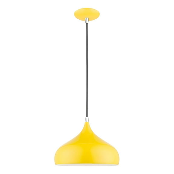 41172-82 Livex Lighting Amador - 1 Light Pendant In Transitional Style-15 Inches Tall and 11.75 Inches Wide-Shiny Yellow/Polished Chrome Finish