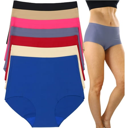ToBeInStyle Women s 6 Pack High Waisted Seamless Basic Laser Cut Panties - Vibrant - Small