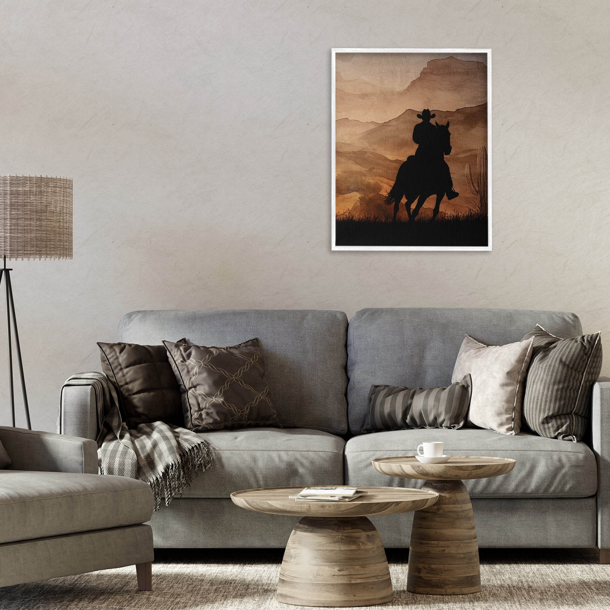Stupell Industries Cowboy's Sunset Ride White Framed Giclee Art, design by Kim Allen