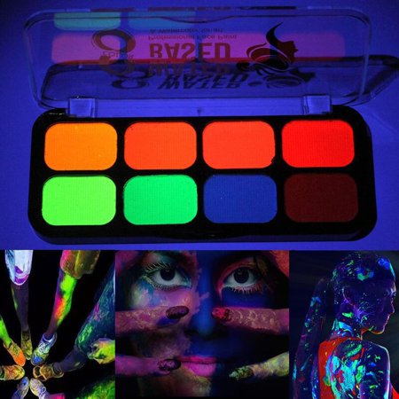 UV Glow Neon Face Paint 8 Colors Fluorescent Body Paint Glitter Face ...