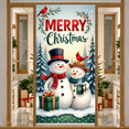 thumbnail image 6 of Decorative Design Merry Christmas Banner Holiday Theme Snowman Scene Decorative Green Trees for Winter Celebration Indoor Decoration Seasonal Party, 6 of 9