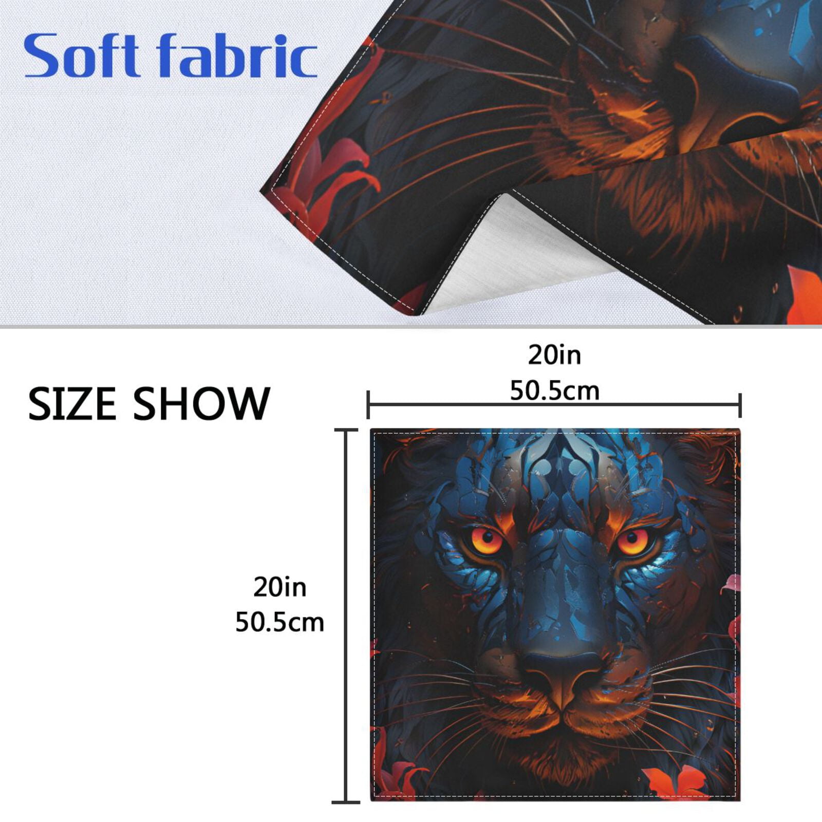 JSTEL Leopard Panther Cloth Napkins Set of 6, 20x20 Inch Washable and Reusable Napkin for Decoupage Dinner Party Everyday Use