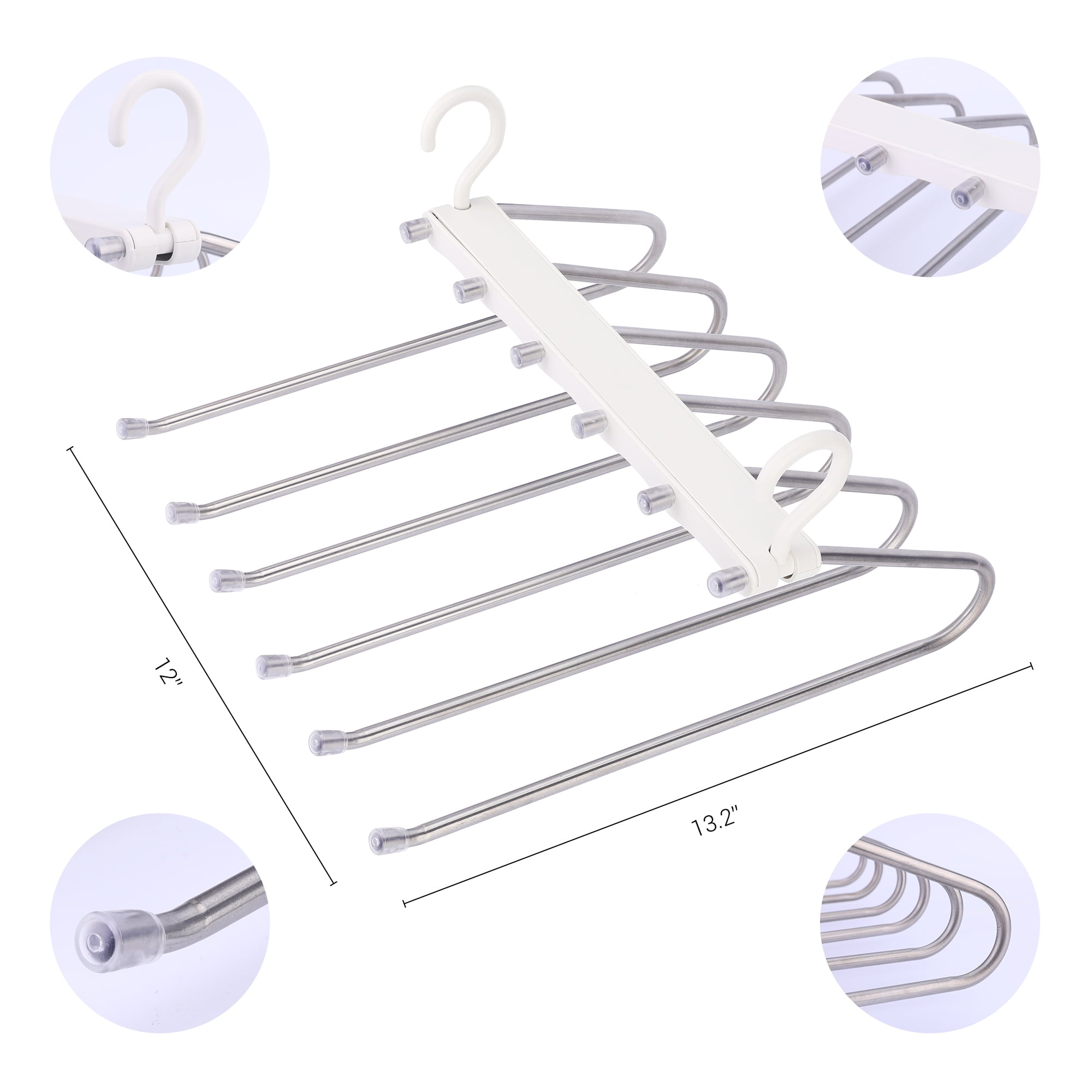 Unique Bargains Space Saving Non Slip Metal Pants Hangers 2 Pcs White