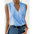 thumbnail image 3 of Womens Pleated Tank Tops V Neck Casual Sleeveless Blouses Summer Basic Vest Shirt  Blue XL, 3 of 5