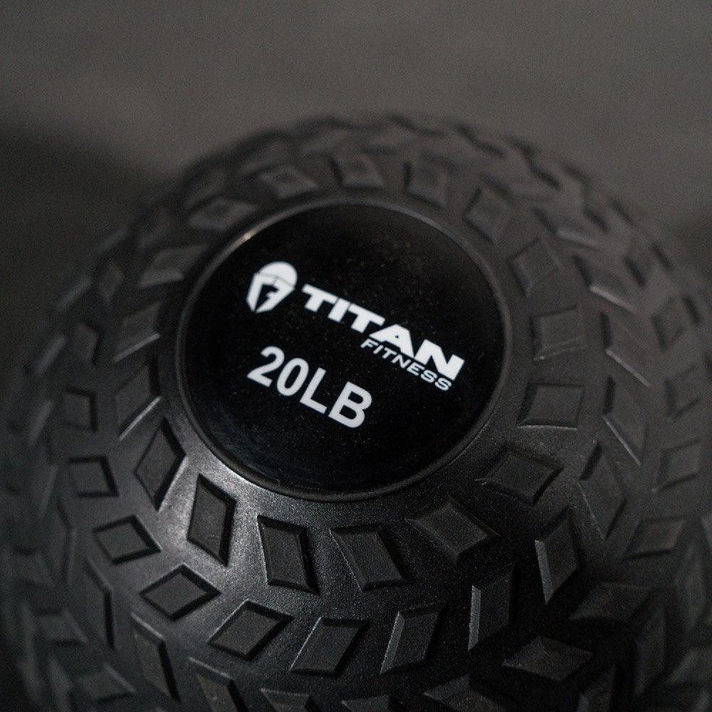 Titan Fitness 20 LB Rubber Tread Slam Ball, Dead Bounce, 10in Diameter, Weight Workout - Throw, Catch, Slam, Twist