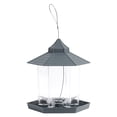 thumbnail image 4 of Comedero para aves colgante impermeable al aire libre, diseño hexagonal en gris, fabricado en PP+PS, fácil de limpiar y desmontar, compartimento transparente para semillas, material duradero y no, 4 of 6