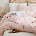 thumbnail image 5 of JOLUSERE Pink Tufted Duvet Cover Queen Set, 3 Pieces Boho Ultra Soft Particles Embroidery Bedding Set for All Season, 5 of 11