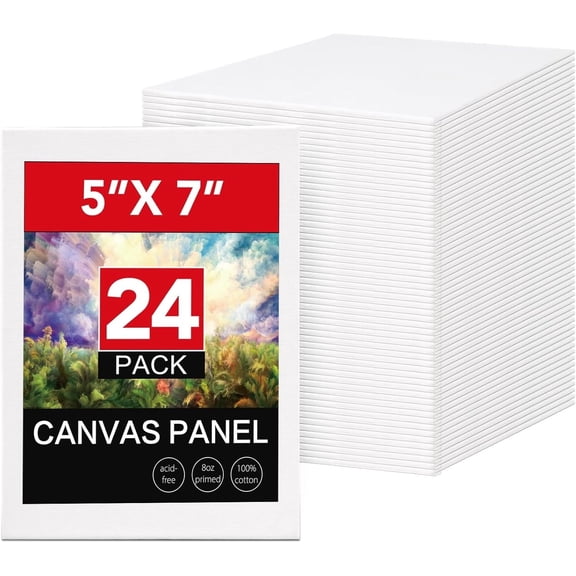 24Pack 5x7 Inch Small Painting Canvases, Stretched Canvas for Oil & Acrylic