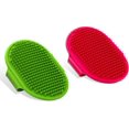thumbnail image 1 of (Rosa Verde) Paquete de 2 cepillos de baño de goma de silicona con correa ajustable Cepillo de ducha para mascotas Cepillo de masaje para cachorros, 1 of 5