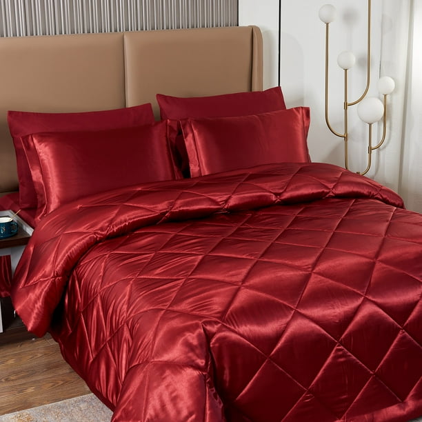 JML Luxury Satin 8Piece Comforter Set Cal King,Silky Satin Bed In A