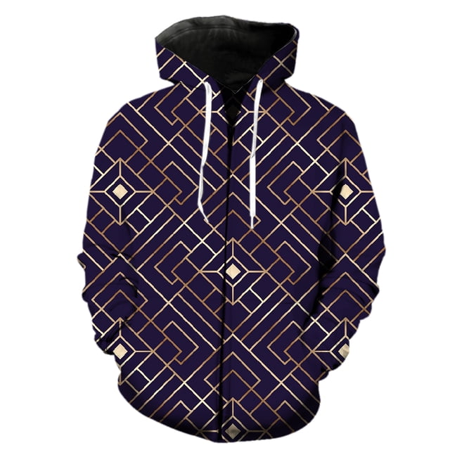 Sudadera con capucha y cremallera para hombre con estampados geométricos abstractos, divertidas sudaderas Harajuku de gran tamaño, modernas, geniales, unisex, informales, hip hop.