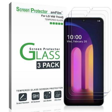 LG V60 Screen Protector (3 Pack), amFilm Case Friendly Tempered Glass Screen Protector Film for LG V60 ThinQ (2020)