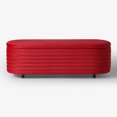 thumbnail image 2 of WestinTrends 54" Wide Mid-Century Modern Upholstered Velvet Tufted Oval Storage Ottoman Bench, Red, 2 of 2
