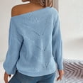 thumbnail image 6 of BSDJILFG Fall Sweatshirt Women Plus Size Off-the-shoulder Shoulder Sweaters Lantern Long Sleeve Crochet Knitted Shirts Loose Fit Pullover Lounge Tops Rollbacks,S-L, 6 of 8