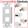 thumbnail image 4 of Big-A - 25 Pack 2 Port Decorator Wall Plate 1-Gang Keystone Decorative Insert, Keystone Jack Single Gang Wall Plate - White, 4 of 6