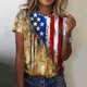 thumbnail image 4 of Tops de Ajuste Suelto para las Mujeres Sudadera Casual Impresa Manga Corta Cuello Redondo Superior, Poliéster, 4 of 5