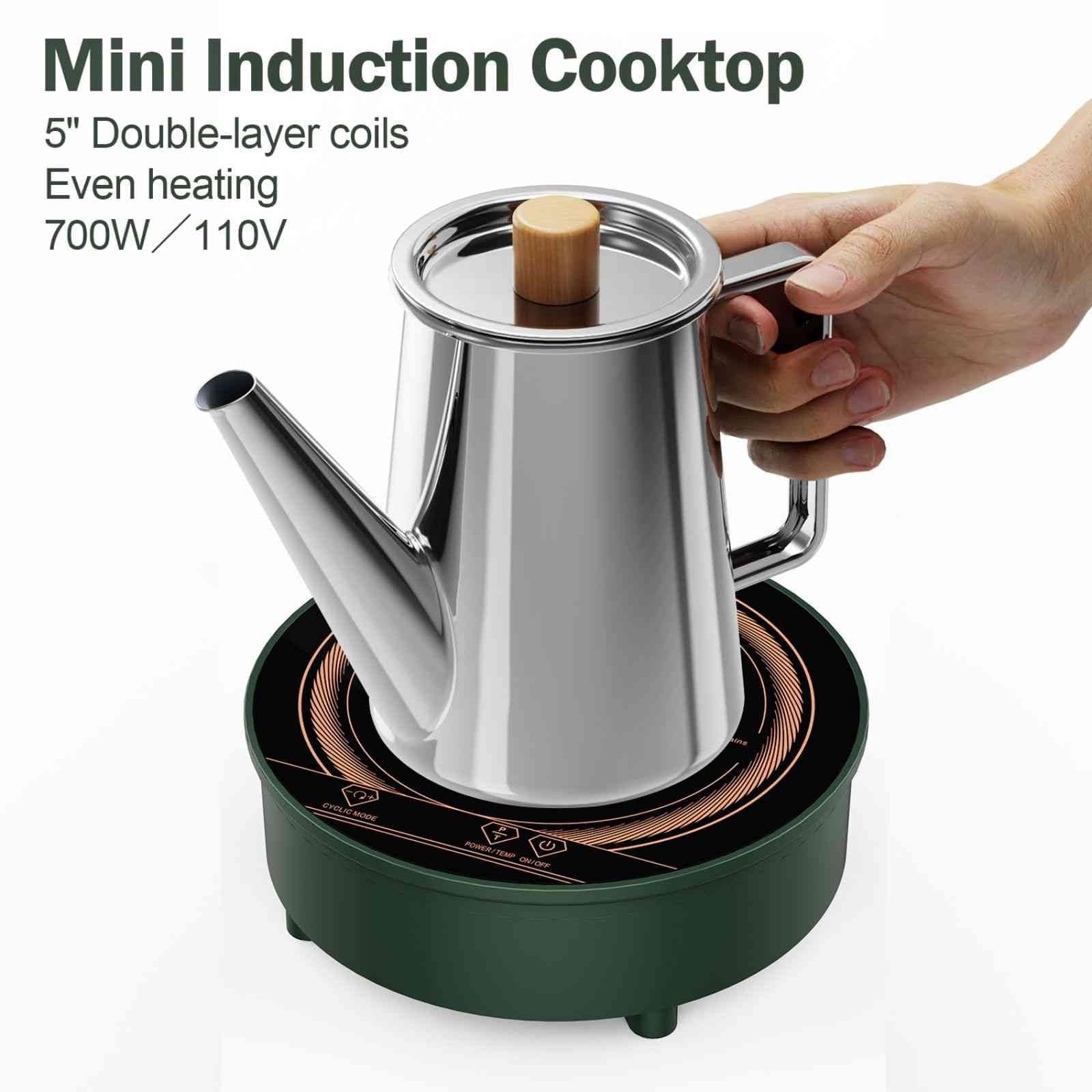 ChuShiFu 700W/120V Mini Induction Cooktop, Portable Electric Stove, Black, 5.1 x1.3 x 1.9 Inches