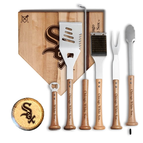 Baseball BBQ Chicago White Sox MVP 12- Cutting Board & 6-Piece BBQ Tools Grill Set