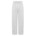 thumbnail image 6 of Lenpel Wide Leg Sweatpants for Women Elastic High Waisted Drawstring Lounge Pants Baggy Workout Casual Trousers with Pockets(White,Small), 6 of 7