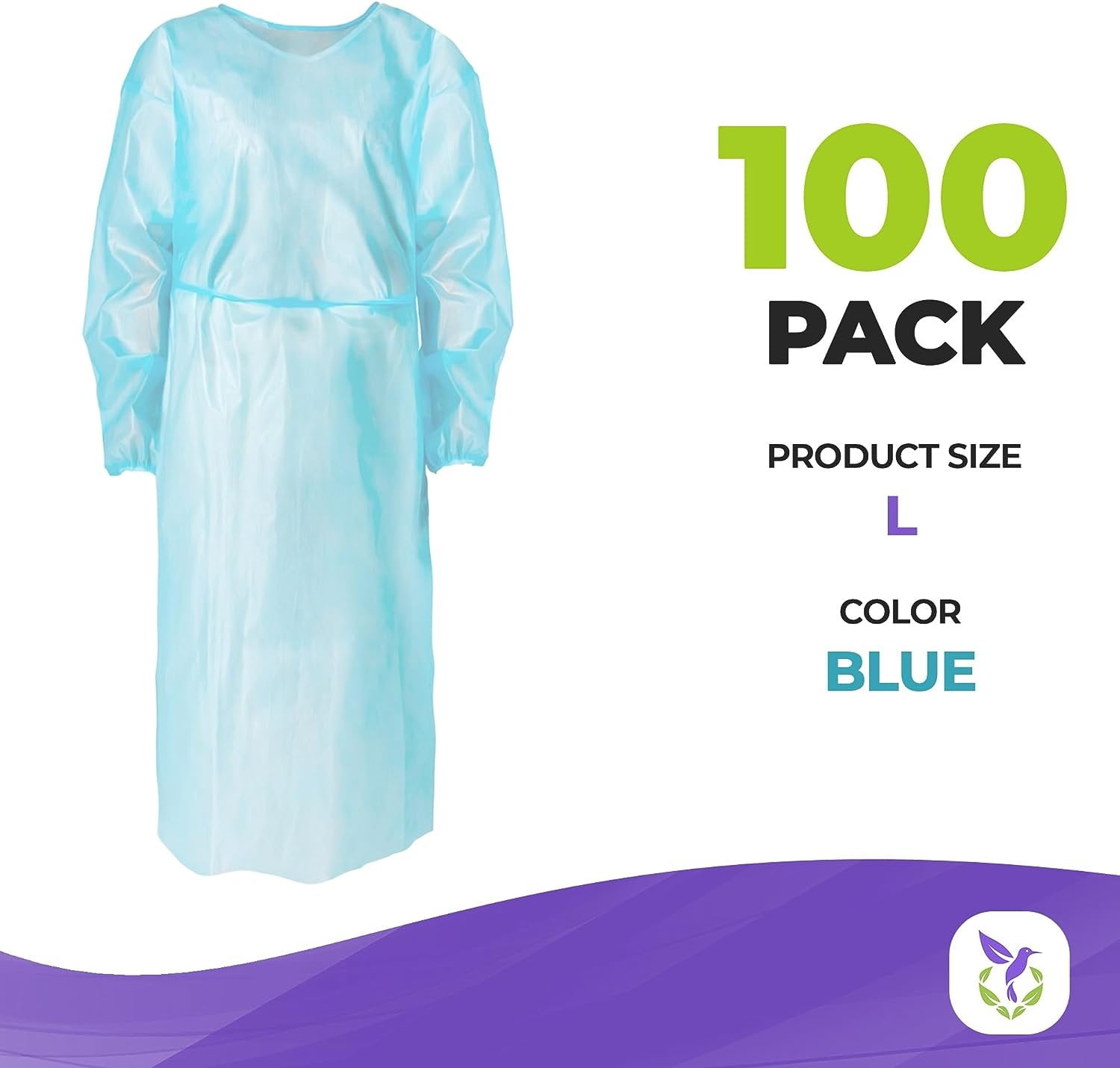EZGOODZ Blue Disposable Isolation Gown 45 inches Long. Pack of 30 PPE Gowns  Disposable. 2X-Large Personal Protective Gown Disposable. Unisex Plastic  Medical Gown Disposable Fluid Resistant - Amazon.com