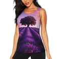 thumbnail image 1 of Balery Lavender Field Sunset Camiseta sin mangas estampada ligera para mujer, tops de entrenamiento sin mangas, camisetas de yoga transpirables de secado rápido.-Medium, 1 of 7