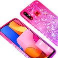 thumbnail image 3 of Compatible for Samsung Galaxy A20S Case with Tempered Glass Screen Protector SOGA Diamond Liquid Quicksand Cover Cute Girl Women Phone Case - Pink / Purple, 3 of 4