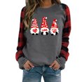 thumbnail image 3 of FASHOFT Valentines Day Sweatshirt For Women Love Heart Print Plaid Printing Casual Pullover Holiday Long Sleeve Pullover Tops Grey L, 3 of 6