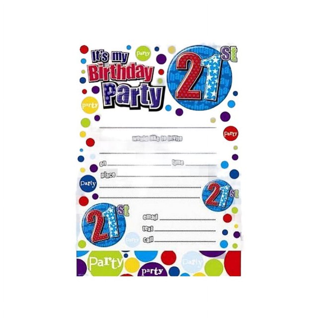 Simon Elvin - Invitaciones 21 Cumpleaños - Pack de 20 (Blanco, Multicolor)