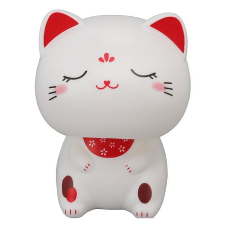 

Cat Decoration Plastic Lucky Nodding Cat Light Induction For Office With Large Eyes with Smile Face