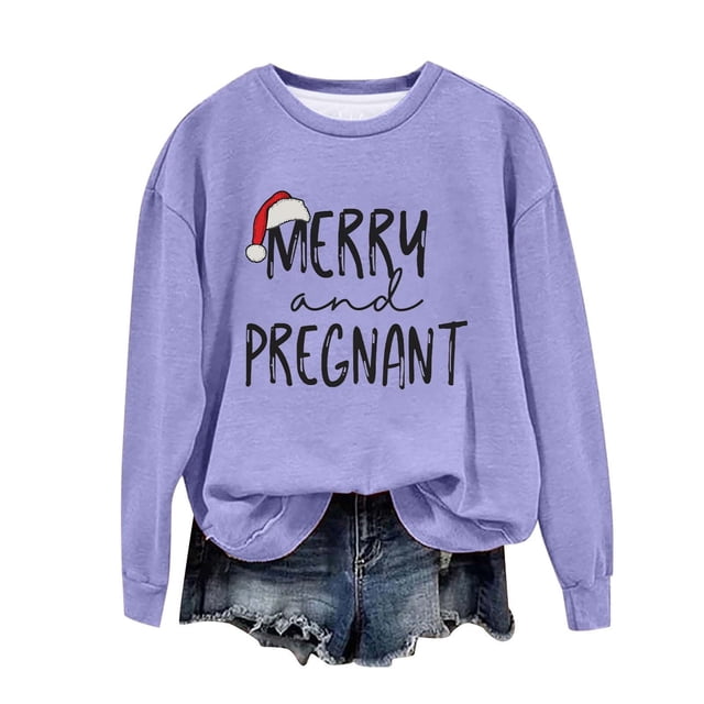 Birdeem Chandail de Noël pour Femmes Col Rond Imprimé Ample Manches Longues Sans Capuche