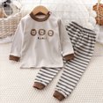 thumbnail image 2 of masbird Cotton 2 Piece Pajamas Boys Girls Long Sleeve Sets Toddler Pjs Kids Sleepwear Sets 6-12 Months 12-24 Months 2t 3t 4t 5t 6t 7t 8t 9t(Brown,6-7 Y), 2 of 4