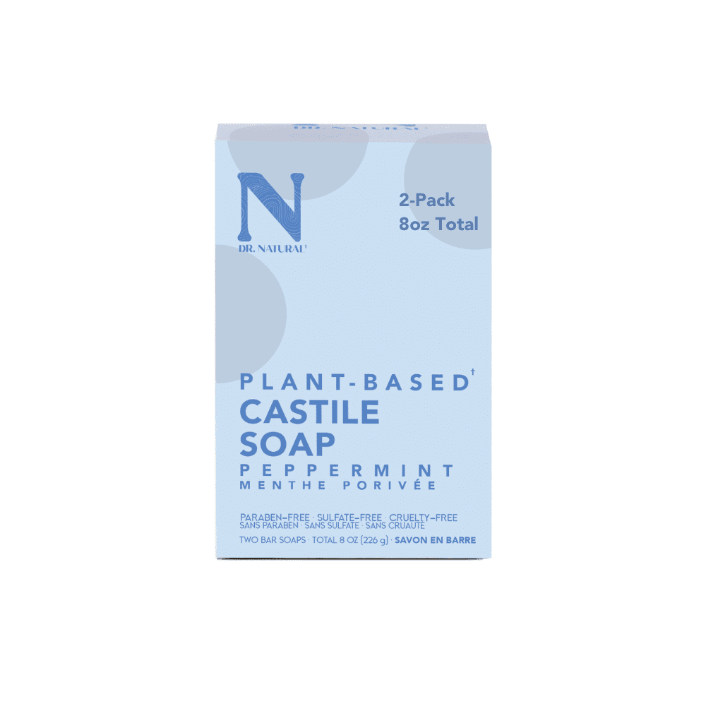 Dr. Natural Bath Soaps Castile Gentle Bar Soap Peppermint 8 oz 2 Pack